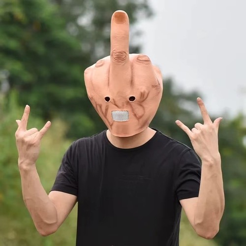 Mittelfinger latex maske beige - latex,