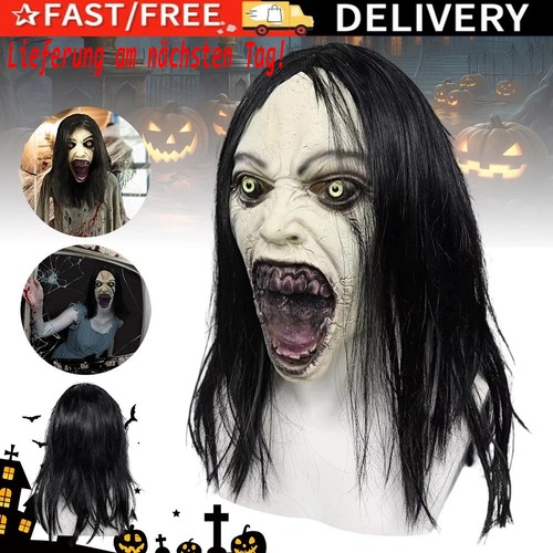 Geistermaske frau mit haaren - geistermaske,